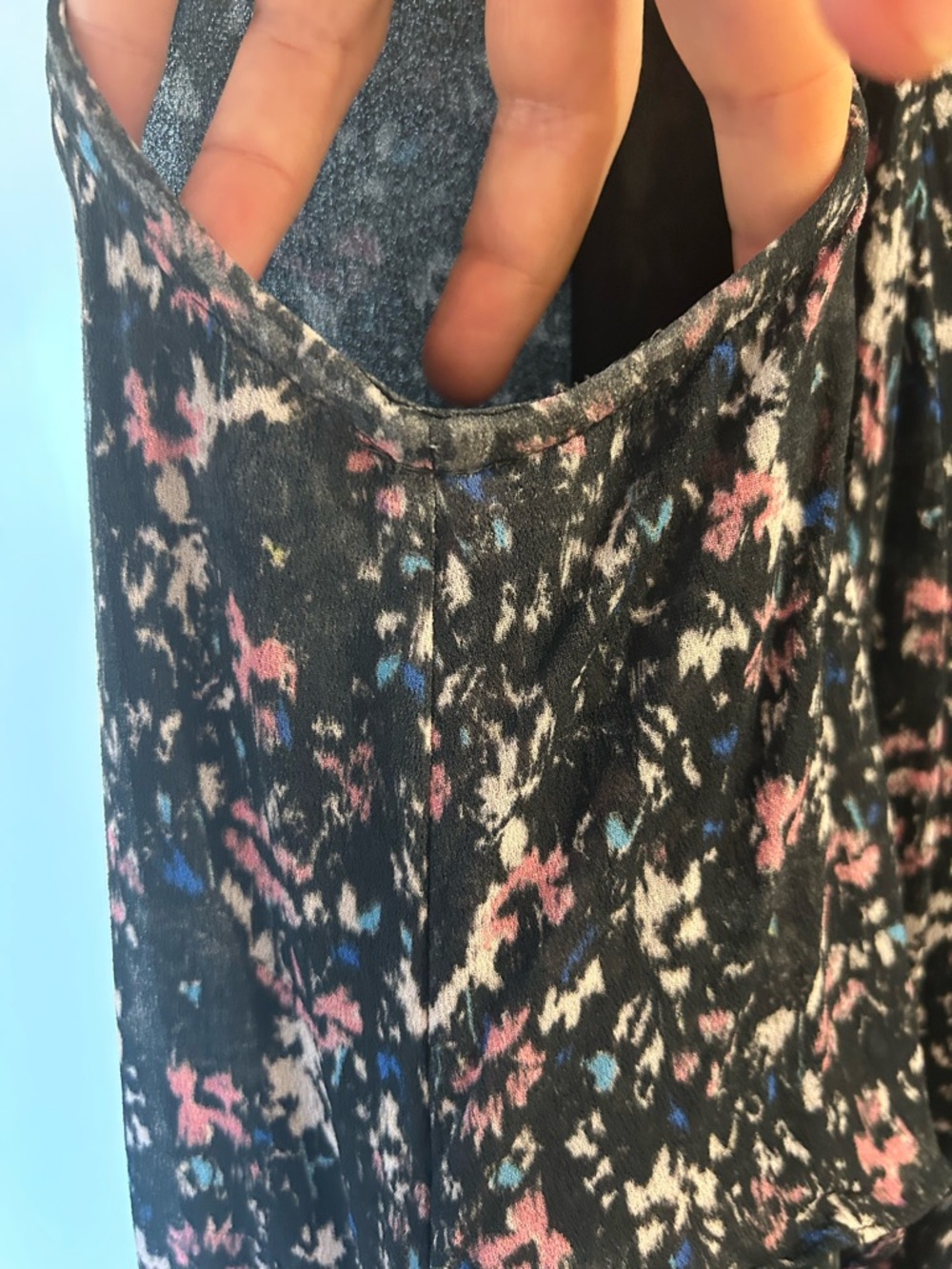 All Saints Jayda Dress— Black Floral Zip-Front Dress with Pink & Blue Accents - Picture 9 of 9